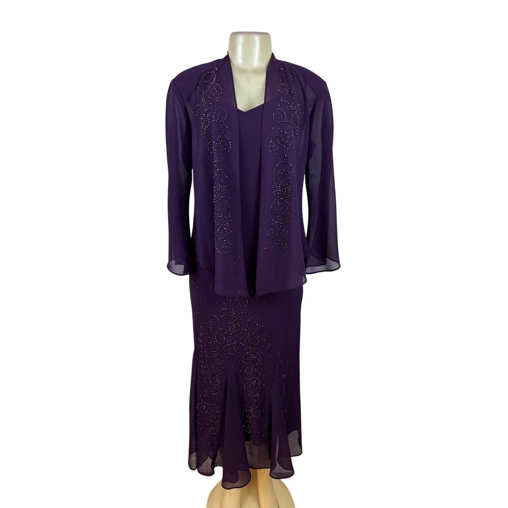 R&M Richard’s Women’s Purple  Sleeveless Formal Dress With Matching Jacket Sz 8